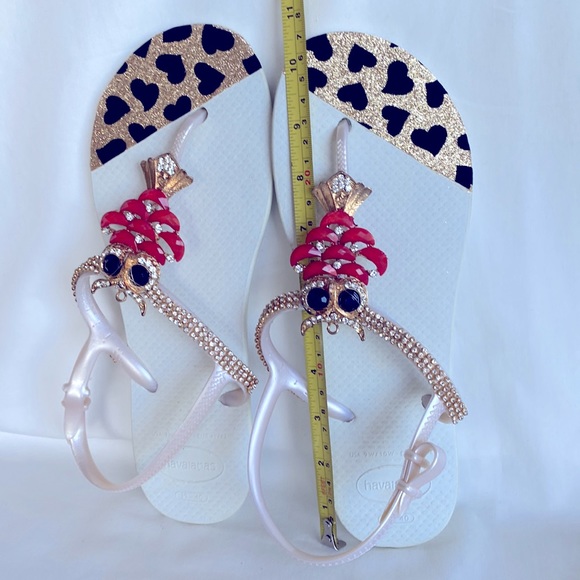 NWOT Original Brazilian Havaianas Sandals - Handmade Embroidered USA9/10W- 41/42 - Picture 4 of 8
